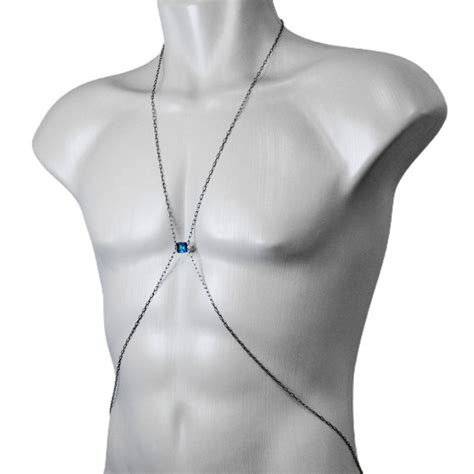 Body Chain Masculino Pedra Aqua Azul Elo7