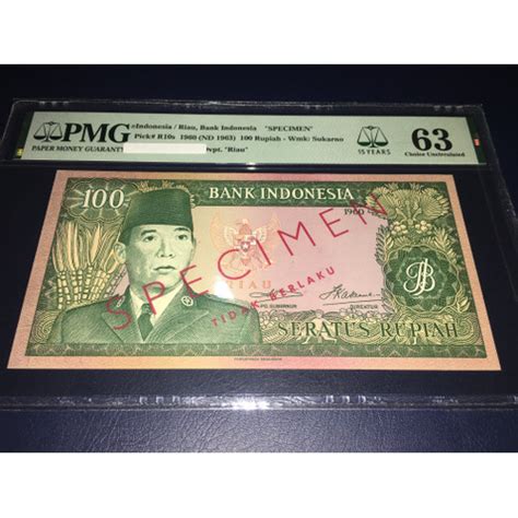 Jual Uang Kuno Lama Sukarno Soekarno Riau Specimen Rupiah Pmg