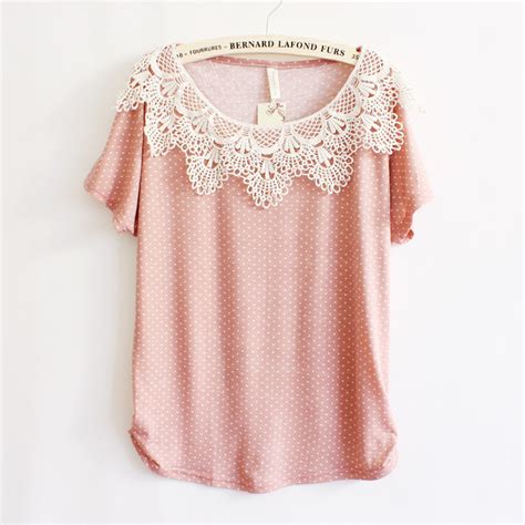 Crochet Stitching Bat Sleeve T-shirt AD813DC on Luulla