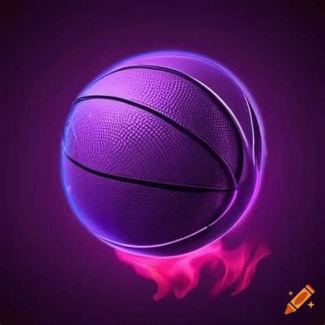 Neon Purple Basketball On Fiery Background