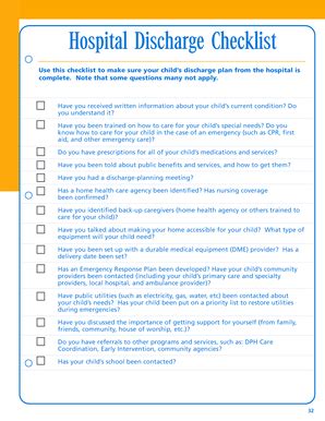 Hospital Discharge Checklist Pdf Complete With Ease Airslate Signnow