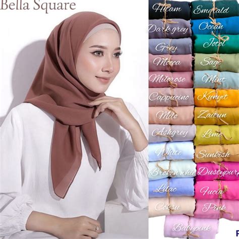 Jual Cod Bella Square Hijab Segi Empat Kualitas Terbaik Warna