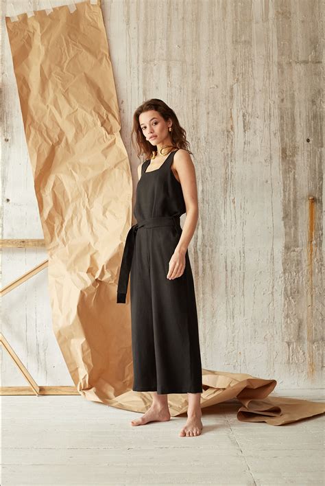 Black Linen Jumpsuit Oversized Jumpsuit Summer Jumpsuit Etsy