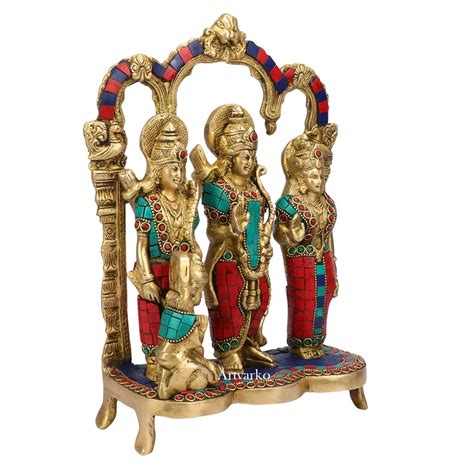 Brass Metal Lord Ram Darbar Murti Rama Sita Laxman Hanuman God Statue