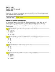 Lab 3 Stars And Galaxies PHYS 1403 Lab 3 A4 A5 And A6 Worksheet