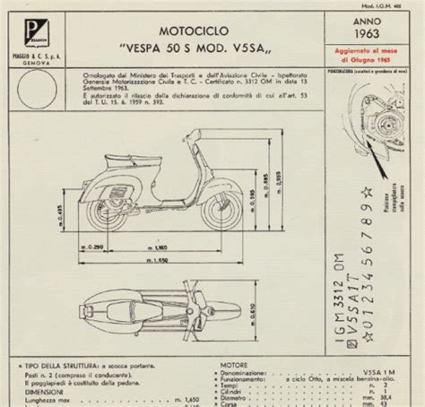 Sto Vespa 50 S V5sa1t Schede Tecniche Di Omologazione