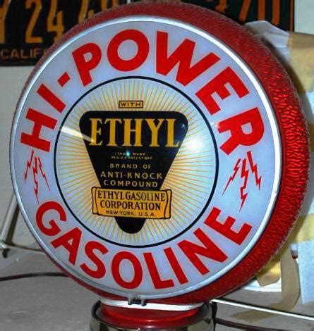 Hi Power Ethyl Gasoline Globe Porcelain Signs