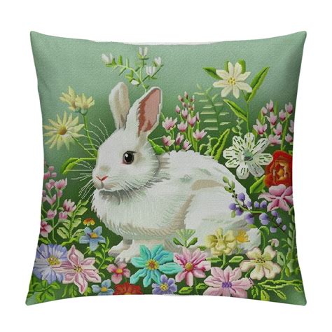 Comio Spring Bunny Throw Pillow Covers Rabbit Spring Decorative Pillows