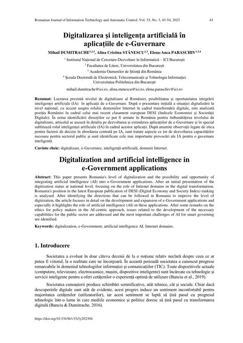 Pdf Digitalizarea I Inteligen A Artificial N Aplica Iile De E