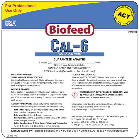 Cal 6 Liquid Calcium Fertilizer Biofeed Solutions