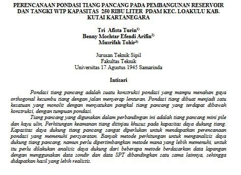 PERENCANAAN PONDASI TIANG PANCANG PADA PEMBANGUNAN RESERVOIR DAN TANGKI