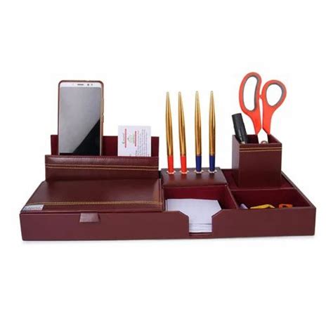 Genuine Leather Multipurpose Desk Organizer Stylish Pen Stand With Mobile Cum Remote Stand At Rs