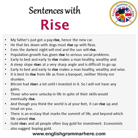 Sentences With Rise Rise In A Sentence In English Sentences For Rise