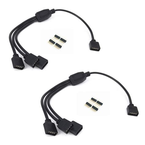 Zmtyuguan 2 Pcs Black 4 Pins LED Splitter Cable LED Strip Connector 3