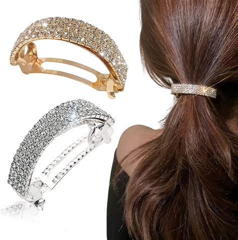 2pcs Crystal Rhinestone Hair Clips Sparkly Diamante Hair Clips For