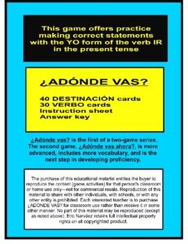 ADÓNDE VAS the game by Eric Narvaez TPT