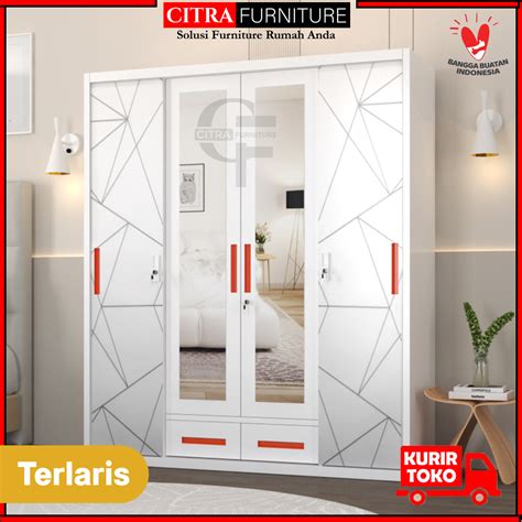 Jual Citra Furniture SHUMO Lemari Pakaian Besi 4 Pintu Sliding