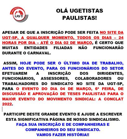 Ugt Sp Promove Evento Preparat Rio Para A Conclat Inscri O