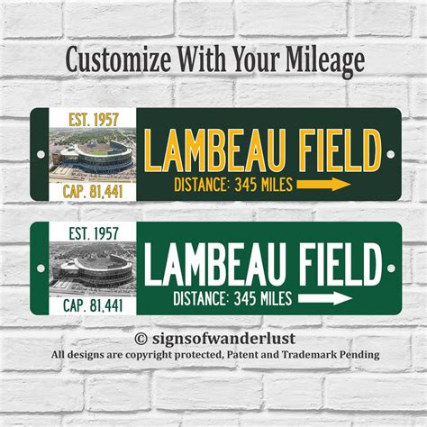 Lambeau Field Custom Street Sign For Green Bay Packers Fan Personalize