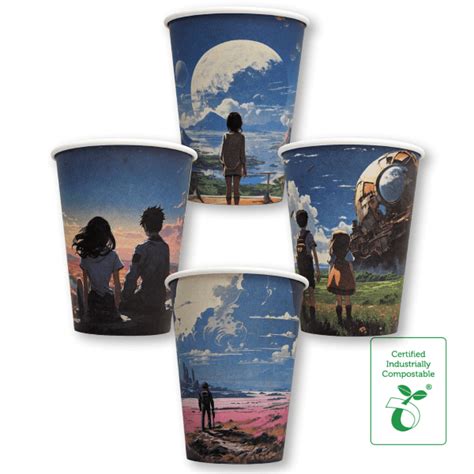 Oz Single Wall Compostable Paper Hot Cup Green Stripe Series SLV X Eco Perth Green