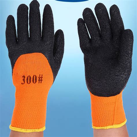 China Manufacturer Latex Coated Gloves Acrylic Terry Liner Custom Logo