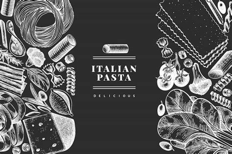 Premium Vector Italian Pasta With Additions Hand Drawn Food