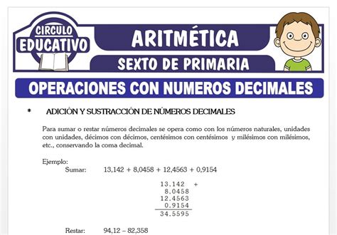 Problemas De Operaciones Con N Meros Decimales Para Sexto De Primaria