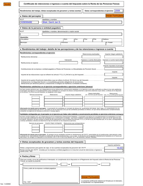 Certificado De Retenciones E Ingresos A Cuenta Del Impuesto Sobre