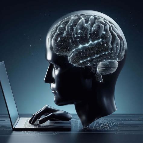 Un Cerebro Humano En Una Computadora Port Til Un S Mbolo De La