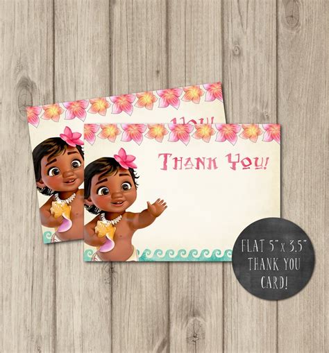 Baby Moana Thank You Card Baby Moana Birthday Thank You Card Etsy