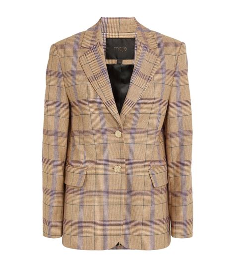 Maje Check Single Breasted Jacket Harrods US