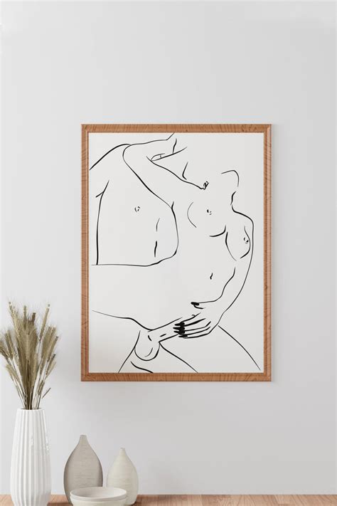 Erotic Nudity Sensual Wall Art Nude Line Drawing Sexy Gift Erotic