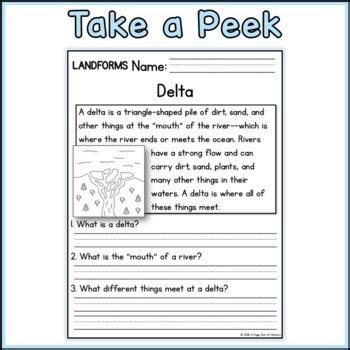 Landforms Reading Comprehension Passages K Distance Learning Tpt