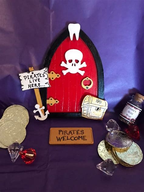 Pirate Tooth Fairy Kit With Pirate Fairy Door Pirate Tooth Etsy