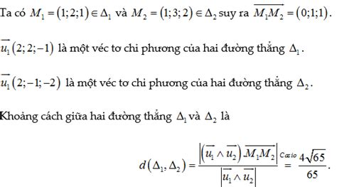 Khoảng Cách Giữa 2 đường Thẳng Trong Không Gian Oxyz Ôn Thi đại Học