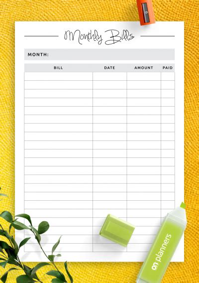 Download Printable Simple budget template PDF