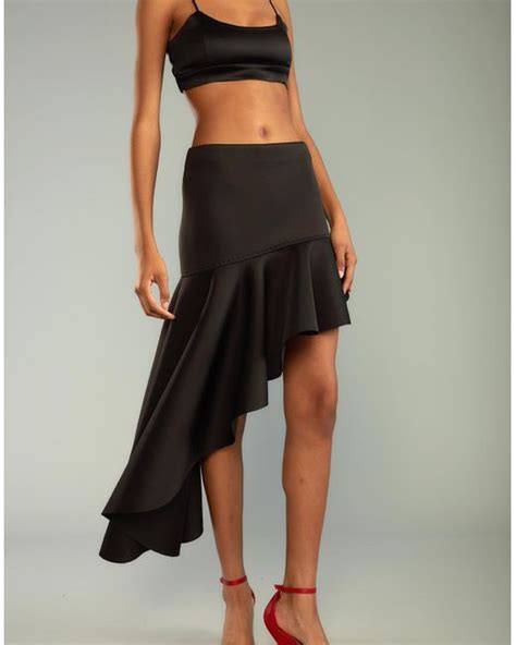 Cynthia Rowley Asymmetrical Bonded Skirt In Black Lyst