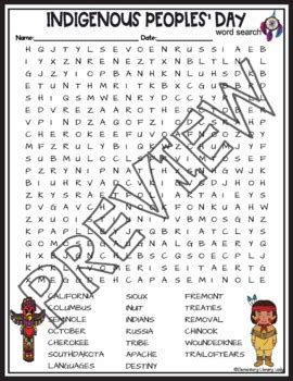 Indigenous Peoples Day Activities Crossword Puzzle And Word Searches