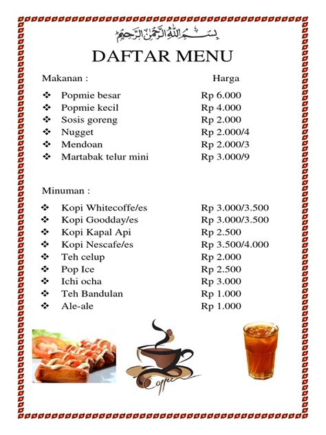 Detail Contoh Daftar Menu Makanan Dan Minuman Beserta Harganya Koleksi