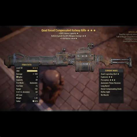 ⭐⭐⭐quad Explosive Qe Railway Rifle Fallout 76 Game Items Gameflip