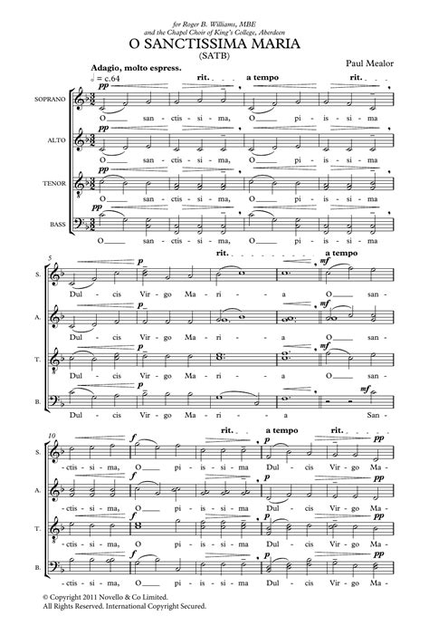 O Sanctissima Maria By Paul Mealor Sheet Music For Choir At Sheet Music