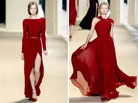 Stunning Red Elie Saab Red Carpet Gowns With Waist Cinching Belt And Slit