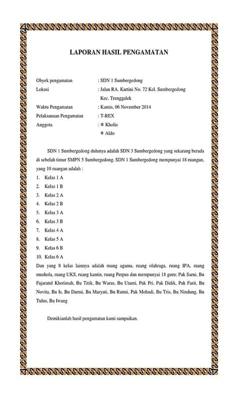 Contoh Laporan Hasil Pengamatan Beserta Penjelasan Lengkap