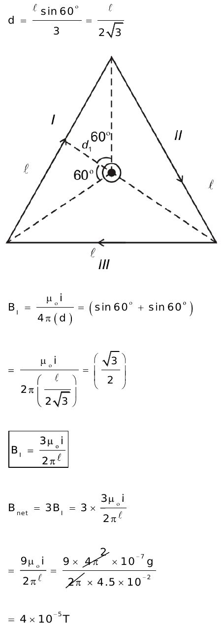 A Current Of A Is Flowing On The Sides Of An Equilateral Triangle Of