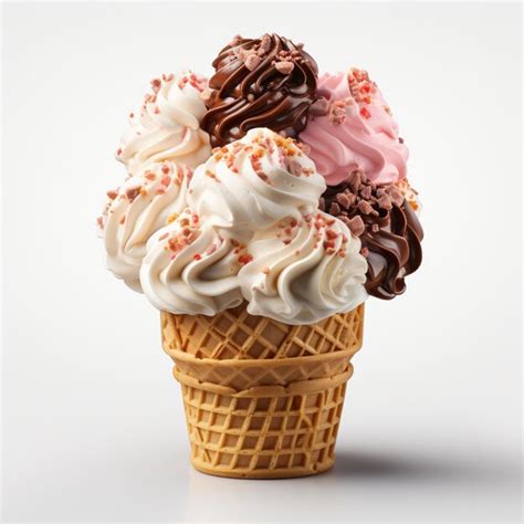 Premium Photo Chocolate Vanilla And Strawberry Ice Cream With Topping