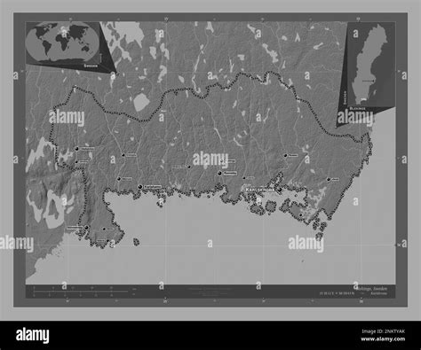 Blekinge County Of Sweden Bilevel Elevation Map With Lakes And Rivers