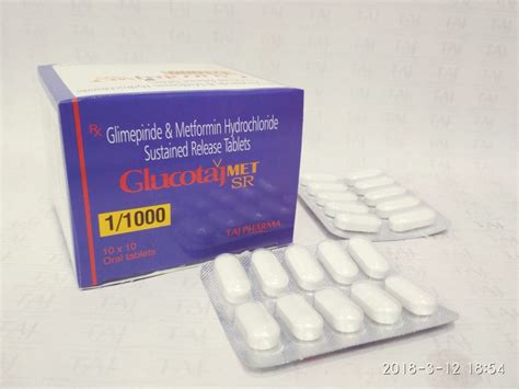 Glimepiride And Metformin Hydrochloride Sustained Release Tablets 1mg500mg Glucotaj Met Sr Taj