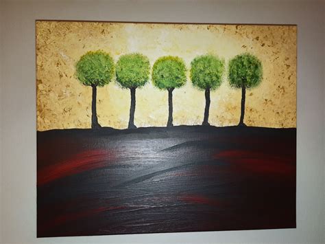 Five Tree Hill Painting Trees on a Hill Canvas Painting - Etsy