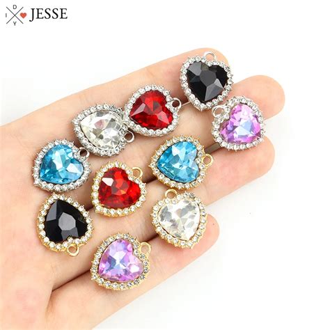 Adet S Cak Kore Tarz A K Kalp Rhinestones Charms Trendy Eftali Kalp