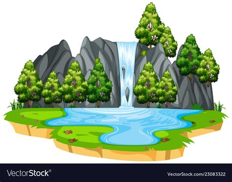 Isolated waterfall in nature Royalty Free Vector Image